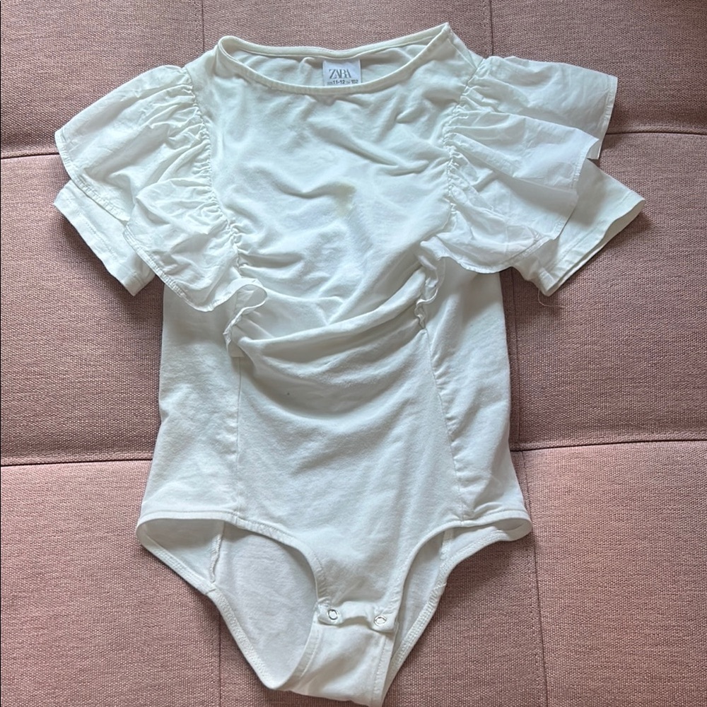 Zara White Body Camisole Classic with ruffles - 12 year old - light stain